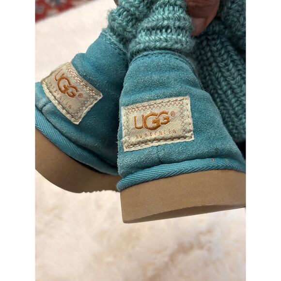 UGG Classic Cardy tall knit boots in a turquoise teal blue-green size 9 - Picture 5 of 10